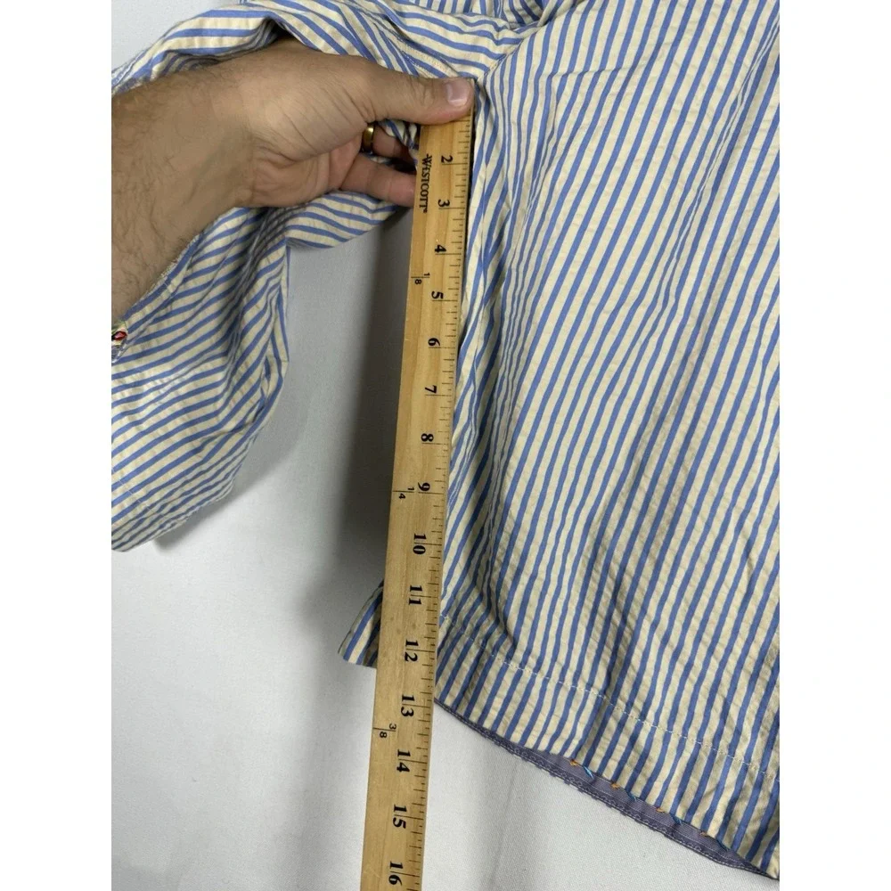 NWT Robert Graham Shorts Men 40 Blue Yellow Pinstripe Side Fastner Colorful Trim